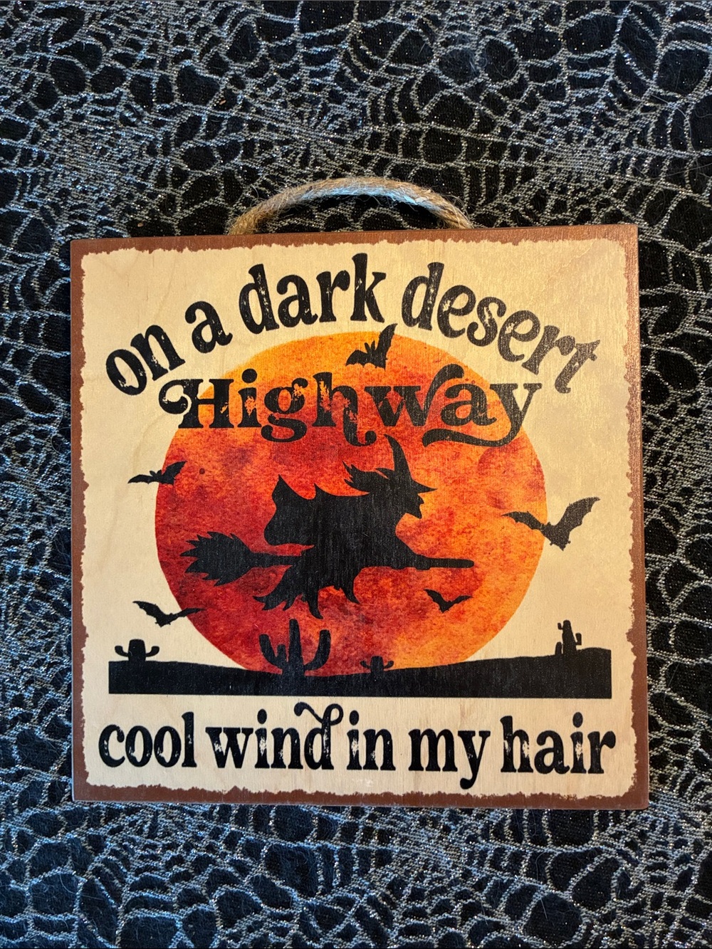 Halloween Witch Desert Highway Wall Sign